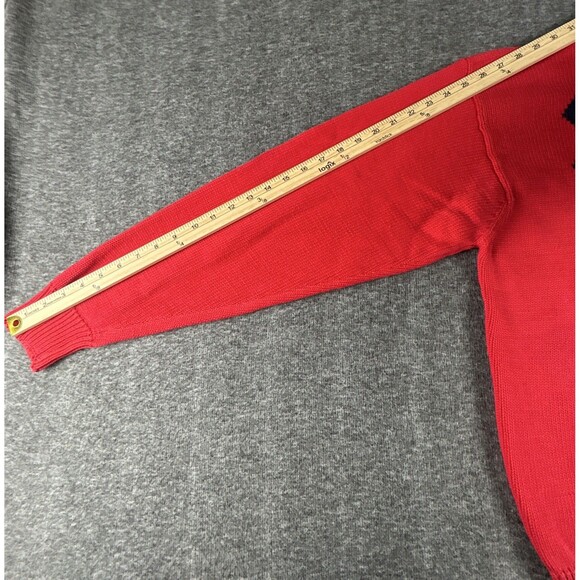 Vintage Parker Of Vienna Pullover Sweater Mens Sz L Red Geometric 100% Cotton - Picture 9 of 9